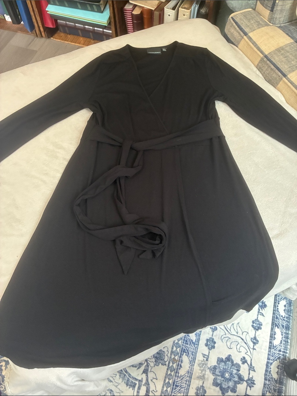 Cynthia Rowley Black Long Sleeve Wrap Dress with Self Tie